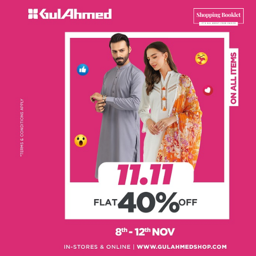 Gul Ahmed IDEAS 11/11 Sale! FLAT 40% OFF on ALL Items