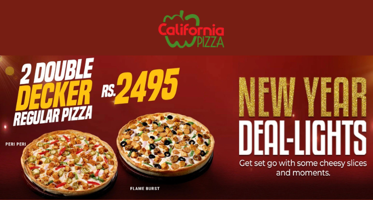 CALIFORINA NEW YEAR  DEAL 2 DOUBLE DACKERS PIZZAS IN JSUT 2495